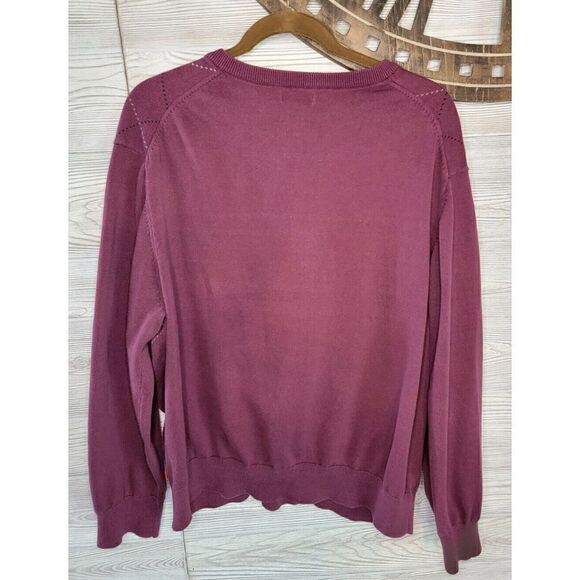 IZOD Maroon Argyle Knit Sweater Mens Sz 2XL Golf Shirt Preppy - Picture 3 of 4